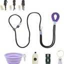 Hands Free Dog Leash, Comfort Padded Adjustable Belt, Smooth Rotating Clip, Non-Slip Strong Pet Training Lead, 8FT for Small Medium Large Dogs Walking Training(Purple Black)