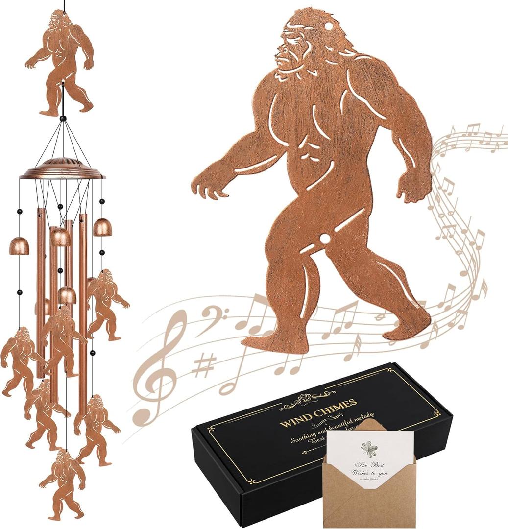 YHmall Big Foot Wind Chimes for Outside, 35" Big Foot Gifts for Women Men Mom Dad, Metal Windchimes Outdoors for Patio Yard Home Garden Decorations