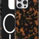 Jusy Compatible with MagSafe Brown Tortoise Shell Print Phone Case for iPhone 16 Pro Max, Amber Trendy Luxury Magnetic Soft TPU and Hard PC Protective Phone Cover for Women Girls - Yellow