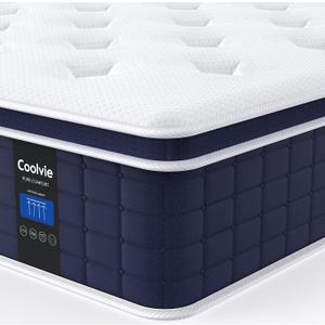 Coolvie 12 Inch Twin Size Mattress, Hybrid Twin Mattress in a Box, 3 Layer Premium Foam with Pocket Springs for Motion Isolation and Pressure Relieving, Medium Firm Feel, 100-Night Trial