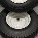 (2-Pack) 16x6.50-8 Pneumatic Tires on Rim - Universal Fit Lawn Mower and Yard Tractor Wheels - With Chevron Turf Treads - 3" Centered Hub and 3/4" Bushings - 396 lbs Max Weight Capacity