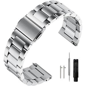 Stainless Steel Watch Band Quick Release Premium Brushed Matte Metal Watch Strap Bracelet 18mm Universal Stainless Steel Smartwatch Replacement Band Strap Men Women (Silver)