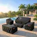 Outdoor Furniture Cover Waterproof, 4-Piece Outdoor Patio Furniture Cover Set, 600D Heavy Duty Protection Patio Loveseat Swivel Rocker Chairs and Coffee Table Garden Protective Furniture Set, Black