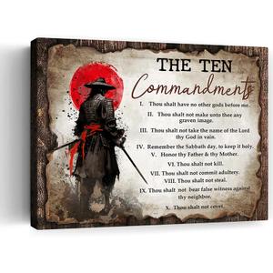 Motivational Japanese Samurai Wall Art Samurai Red Moon Canvas Wall Decor Inspirational Quotes I Choose Pictures Print Paintings Framed Artwork Home Decor For Office Living Room Gym 12x16 Inch