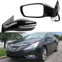 Dasbecan Driver Side Mirror Compatible With 2011-2014 Hyundai Sonata Left Door Mirror Black With Manual Folding/Heated/Power Glass/Turn Signal Replace# HY1320168 87610-3Q110 (7Pin)
