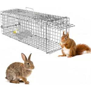 Humane Animal Trap, 23.3"x7.2"x7.7" Foldable Live Cage Traps for Kitten Rabbits Racoons Beavers Groundhogs and Other Live Animals, Easy to Catch and Release, Work for Indoor Outdoor