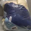 Amazon Basics Full/Queen Comforter Set with Sheets, 7-Piece Blue Stripe Bedding, Lightweight Microfiber Bed-in-a-Bag, Striped