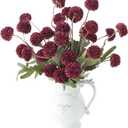 Floroom 6pcs Burgundy Faux Silk Mums Artificial Flowers, Bulk Fake Small Mini Chrysanthemums with Stems for DIY Wedding Centerpieces Floral Arrangements Vase Fillers Home Decorations