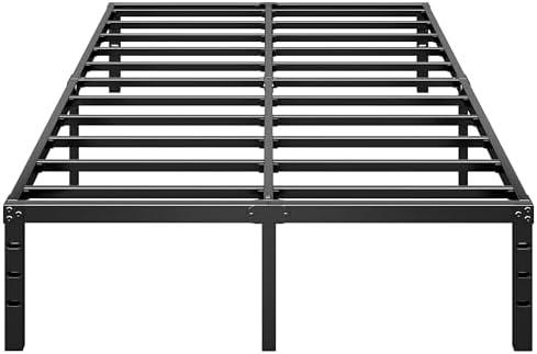 HLIPHA Metal Platform Bed Frame 18 Inch Tall,No Box Spring Needed,Queen Size Bed with Heavy Duty Strong Support Slats,Easy to Assemble,Black(Incopmplete)
