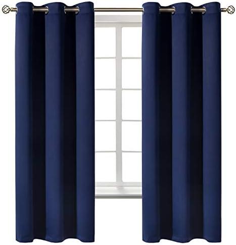 BGment Blackout Curtains for Bedroom 63 Inches Long - Navy Blue Room Darkening Thermal Insulated Sunlight Blocking Grommet Window Drapes for Kids Boys Room, Set of 2 Panels, 42 x 63 Inch