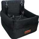 Dog Booster Car Seat for Small/Medium Dogs, VIVASNIFF 6 Inches Memory Foam Elevated Dog Pet Car Bed up to 100 lbs with 2 Safety Belts, Leakproof, Detachable and Washable (Black).
