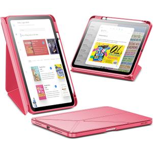 INFILAND Case for iPad (A16) 11th Generation 11 Inch 2025/10th Generation 10.9 Inch 2022,Multi-Angles Stand,Slim Protective Magnetic Origami Cover with Clear Back Shell (Watermelon Pink)