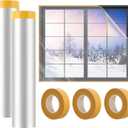 2PCS -110'' x 197'' Window Insulation Kit, Window Insulation for Winter, POF Window Sealer for Winter, Insulates Indoor Windows Keep Warm for Weatherproofing Window Film for Winter Window Covering