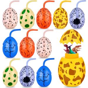 Maxcheck 12 Pcs Kids Dinosaur Party Favor Cups with Lids and Straws,10 oz Egg Dinosaur Cups for Birthday Decorations Dino Egg Theme Party Supplies for Boys Girls, 4.3 x 3.2 x 3.2 inches