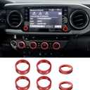 Interior Accessories for Toyota Tacoma 2023 2022 2021 2020 with 8" or 7" Touchscreens, Decorated Button Knob Covers for Air Conditioner AC Audio CD Radio Switch, Aluminum Alloy Trim Knob Rings, 6PCS (TEMP)