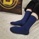 Women's Casual Cotton Crew Sock 3-Pack Basic Pure Color Soft Comfort Socks (Blue) Size 5-7