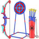 Bow and Arrow Set for Kids, LED Light Up Archery Set with 7 Suction Cup Arrows, Quiver & Standing Web Target for Indoor/Outdoor, Birthday Gifts Toys for 4 5 6 7 8 9 10 12 Year Old Boys Girls (Red)