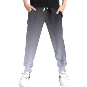 UNICOMIDEA 6-16T Boys Pants Girls Funny Joggers Sports Sweatpants with Drawstring (6-7 Years, Black White 01)