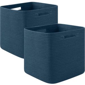 OIAHOMY Storage Cubes, 13 Inch Cube Storage Organizer, Collapsible Storage Bins, Baskets for Organizing, Storage Bins for Shelves-Blue, 2-PACK