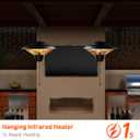 1500W Electric Patio Heater, Hanging Infrared Outdoor Heater with Carbon Fiber Heating, Waterproof Ceiling Mounted Heater for Gazebo, Porch, Garage & Covered Patio