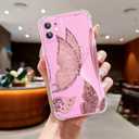 2 x Clear Case Compatible with iPhone 12, Cute Butterfly Print Protective Cover for Girls Women, Slim Soft TPU Four Corners Shockproof Case for iPhone 12 - Dark Pink Butterfly