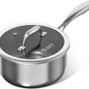 COOKER KING 2 Quart Stainless Steel Saucepan, Nonstick Sauce Pan, Ceramic Suce Pot with Tempered Glass Lid, Induction Pot Compatible with All Cooktops, Dishwasher & Oven Safe (PFAS/PFOA/PTFE Free)