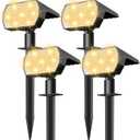 NYMPHY Solar Lights Outdoor Waterproof IP68, 56 LED 3 Lighting Modes Solar Powered Garden Yard Spot Solar Lights for Outside Landscape- 4 Pack (Warm White)