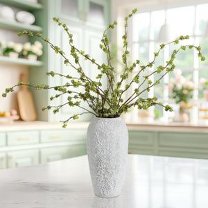 Zeyune 6 Pcs Artificial Branches with Green Buds 40" Evergreen Faux Plastic Plant Stem Picks Sprigs for Vase DIY Home Office Wedding Party Indoor and Outdoor Spring Decor, No Vase (Regular Style)