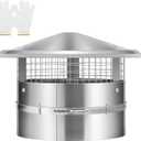 VIVOHOME 8" Cone Top Chimney Cap with Screen, Round Roof Rain Chimney Cover, Galvanized Steel Fireplace Exhaust Cap, Adjustable Roof Cap for Vent