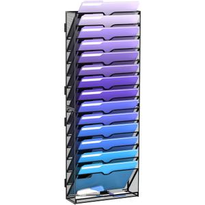 DALTACK 15-Tier Wall File Organizer, Mesh Hanging File Organizer, Mail Organizer Wall Mounted for Papers Folders Clipboard Magazine, Office Organization & Storage, Assembly Needed, Black
