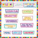 Zhanmai 52 Pieces Preschool Welcome Bulletin Board Set Back to School Cutouts Decor Brightly Colored Welcome Classroom Bulletin Board for School Chalkboard Wall Door Decor Supplies