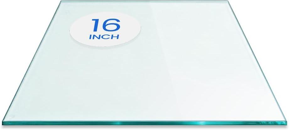 Dulles Glass 16 inch Square Glass Table Top - Tempered - 1/4" Thick Glass Surface, Safe Flat Polished, Eased Corners, Multipurpose for Dining Table, Patio, Coffee and End Table
