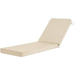 Basic Beyond Chaise Lounge Cushions Outdoor, 3-Layer Waterproof Outdoor Furniture Cushions with Removable Cover and 4 Ties, 72"x21"x3" Patio Lounge Chair Cushions for Outdoor Furniture, Beige