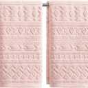 Artoid Mode 2 Pcs Pink 3D Geometric Design Jacquard Hand Towels for Bathroom, 100% Cotton Soft Absorbent Bathroom Decor Towels, 13.7 x 29.5 Inch