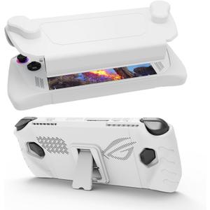 Upgraded Ultra Slim TPU Protective Case with Front Cover Compatible with ASUS ROG Ally, Shock-Absorption, Non-Slip and Anti-Scratch Design Cover Protector (White)