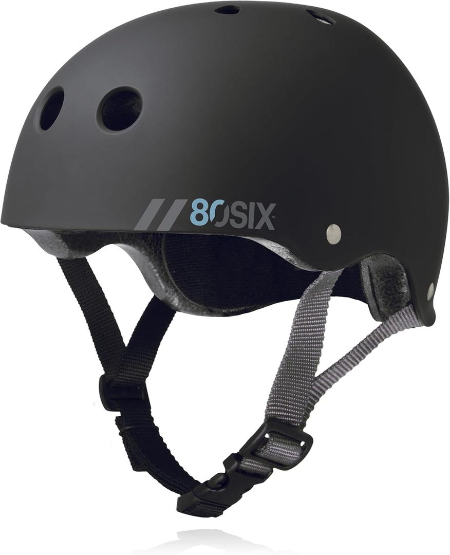 80SIX Triple Certified Multisport Helmet - Ideal for Bike, Scooter, Skateboard, Roller Skate and Inline Skate (5+ Junior/X-Small, Black Matte)