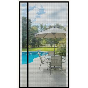 Side Opening Screen Door Mesh, Fit Door Size 40 x 96 Reversible Left Right Magnetic Screen Door with Strong Magnets, Self Closing Door Screen Magnetic Closure for Pet Kid Keep Bugs Out Gray