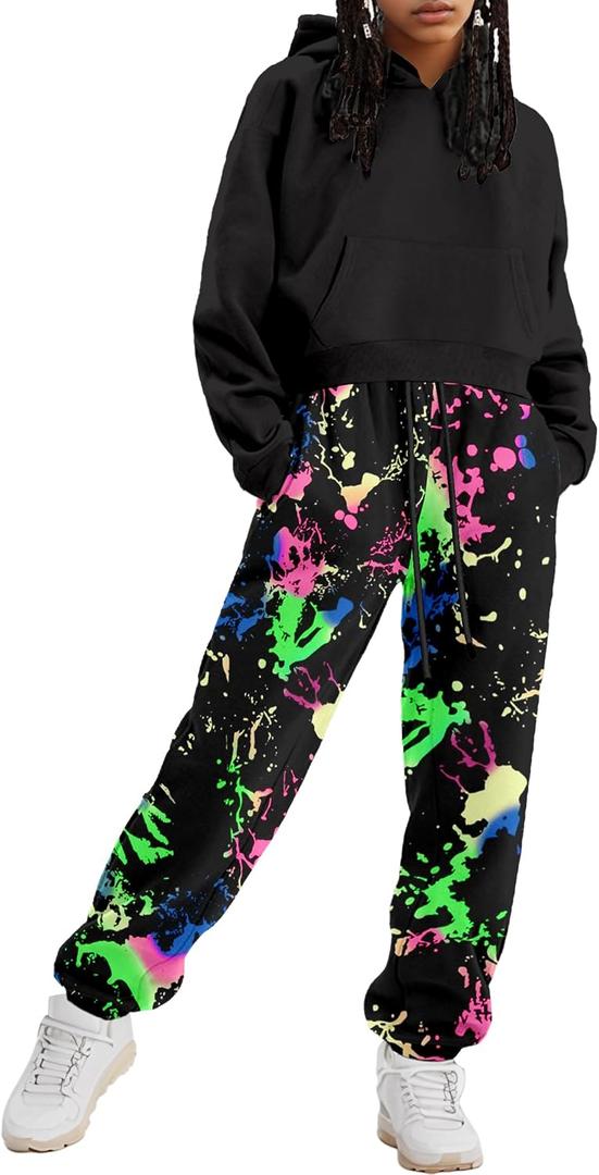 AGERWAY Girls Clothes 2 Piece Clothing Sets Crop Tops Hoodie Long Sleeve Sweatshirts and Pants Fall Winter Outfits for Girls
