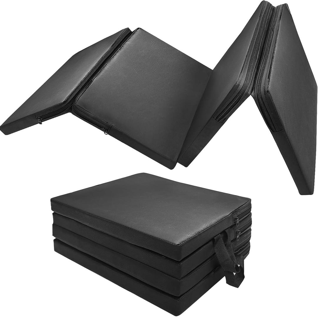 JZHLLA Foldable Mechanics Mat for Garage Work, 48 X 16 X 1.2 in Thick EPE Knee Pad Waterproof PU Leather Folding Mat with Carry Handle Portable for Garage, Garden, Home Gym Kneel or Lie Down