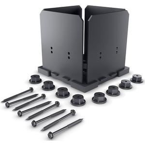 Ozco Ironwood 8x8 Post Base Kit, Includes 1 Post Base Plate, 4 Decorative Plates, 4 Hex Cap Nuts, OWT Timber Screws, Galvanized Steel for Pergolas | 51709