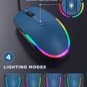 seenda Wired Mouse - USB Computer Mice Wired with RGB Backlit Optical LED Mouse with Attached USB Cord for Laptops Notebooks Chromebook - Blue & Black