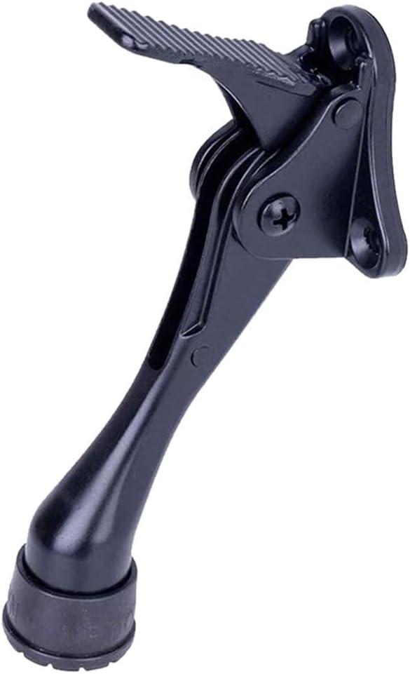 One Touch Kickdown Door Stopper, Door Holder, Heavy Duty Door Stops, Bottom of Door, Height-Adjustable Rubber Tips by HASHI (Black 4 inch x 1pack)