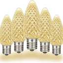 Novelty Lights 25 Pack C9 LED Bulbs, Dimmable Faceted Outdoor LED Christmas Lights Replacement Bulbs, Warm White E17 Base, 0.5w