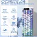 Womier DK75 75% Wireless Gaming Keyboard, RGB Backlit Creamy Keyboard with Multifunction Knob & Screen, Tri-Mode 2.4GHz/USB-C/BT5.0, Anti-Ghosting No-Conflict Silent Membrane Keyboard for MAC Windows