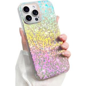Glitter Case for iPhone 15 Pro Case for Women Girls [ Compatible with Magsafe ] Clear Cute Girly Aesthetic Colorful Iridescent Rainbow Sparkly Sparkle Bling Magnetic Protective Phone Cover