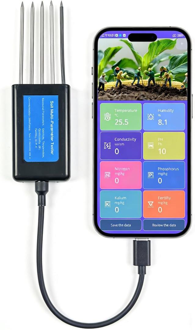 8 in 1 Soil Tester, Nitrogen, Phosphorus, Potassium Npk Tester, Ph, Moisture, Nutrient Conductivity, Ec Meter, High Accuracy Digital Sensitive, Soil Fertility Test