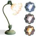 FVTLED Cute Flower Table Lamp, Bedside Vintage Flower Lamp with LED Bulb, 3 Colors Temperature Flower Lamp for Bedroom Living Room Bedside Desk Reading Lighting Table Lamps Home Decoration（Green）