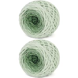 Katech Fluffy Ombre Yarn for Crocheting-2 Pcs of 285g/10.05oz-#6 Super Bulky Velvet Chenille Yarn for Knitting, Soft Fuzzy Gradient Cake Yarns for Baby Blanket, Scarf, Throw Pillow, Doll, hat(Cyan)