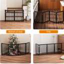 Black 37-74" Dog Gate Foldable Dog Gates for Doorways Stairs House Freestanding Pet Gate Puppy Barries 24 inches Tall