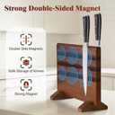 Magnetic Knife Block, Double-Sided Thick Acacia Wood Knife Holder Stand with Strong Magnets, Multifunctional Kitchen Knife Storage Organizer for Countertop